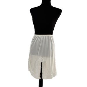 Mel-Lin Vintage 1980's Lace Slit Half Slip White Ivory 100%  Nylon Size Small